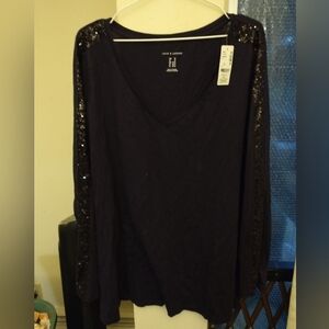 NWT!! LOVE & LEGEND DARK PURPLE LONG SLEEVE SHIRT, PLUS SIZE